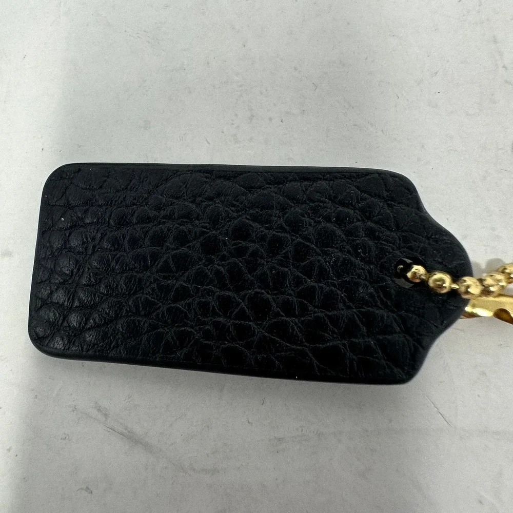 Coach Hangtag Unisex OS Black Leather Replacement Bag Charm Gold Chain